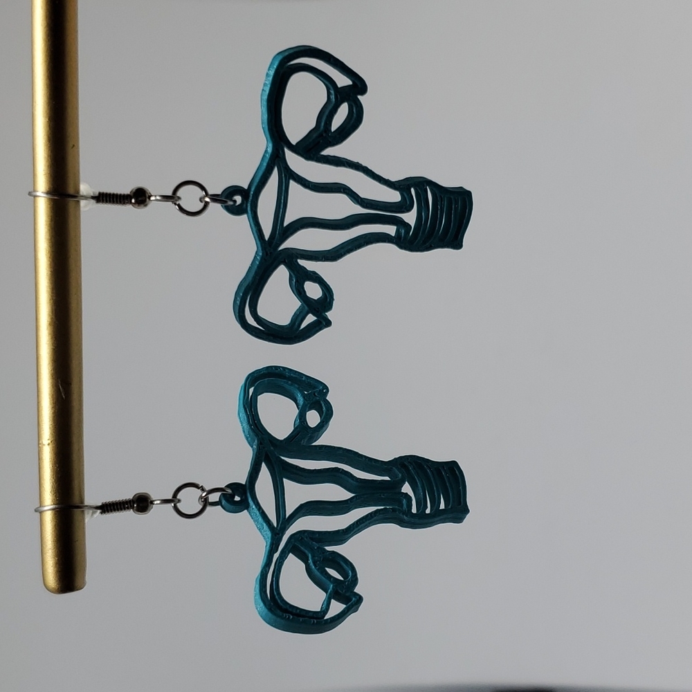 Teal Earrings Uterus Ovary cervix vagina fallopian tube Lady parts female